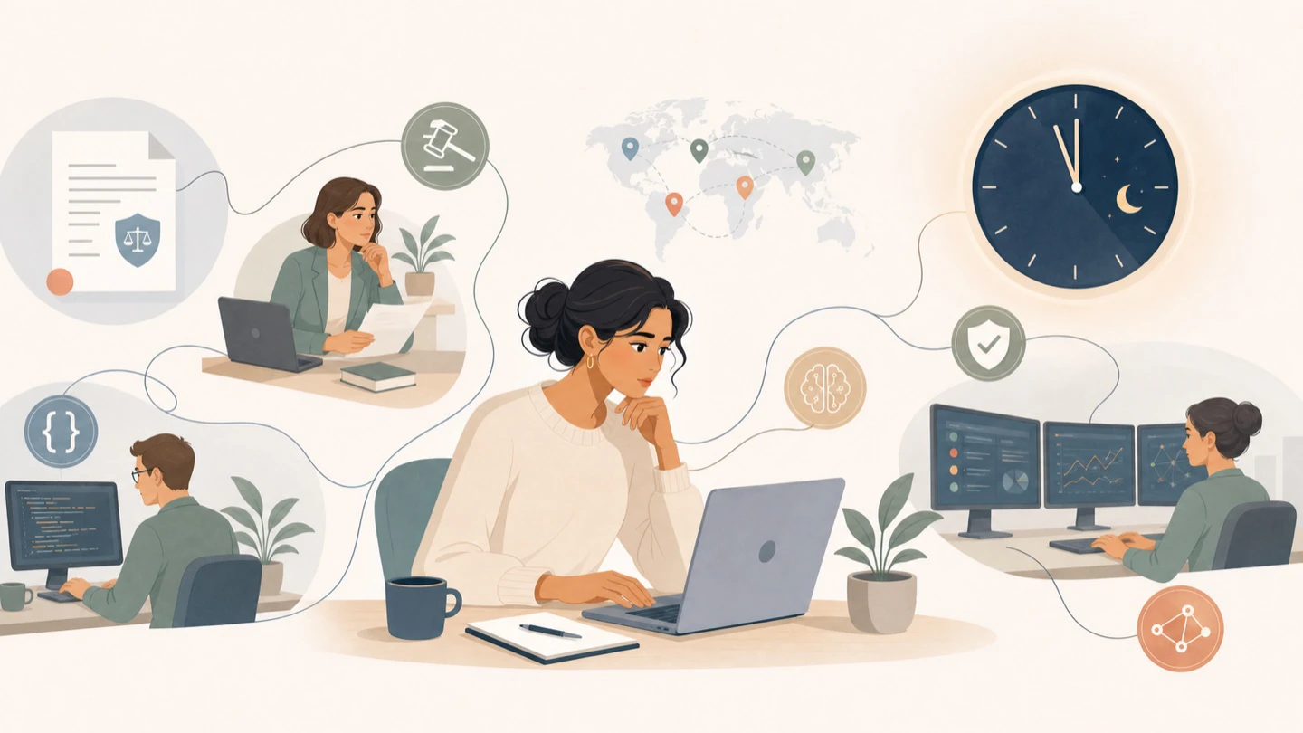 A compliance analyst coordinates a future-effective rule across legal, engineering, fraud operations, and local tools.
